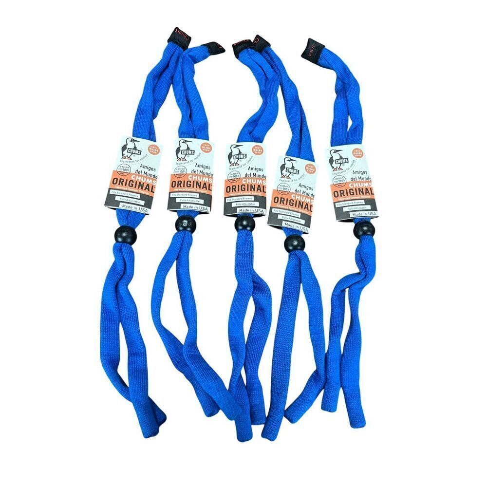 Lot of 5 Chums Original Cotton Eyewear Retainer Sunglass Strap blue USA made